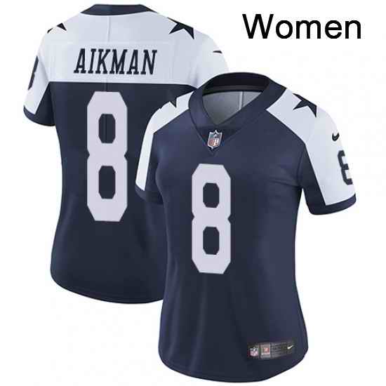 Womens Nike Dallas Cowboys 8 Troy Aikman Elite Navy Blue Throwback Alternate NFL Jersey